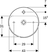 Geberit VariForm Aufsatzwaschtisch rund 45 cm mit Hahnlochbank, weiß KeraTect