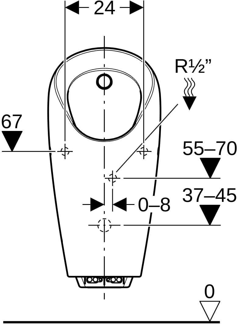 Geberit Selva Urinal mit integrierter Steuerung, Generatorbetrieb, spülrandlos, weiß