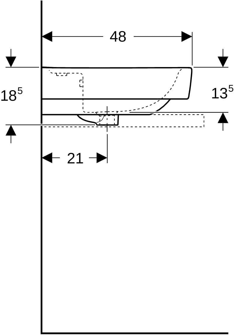 GEBERIT Renova Plan Aufsatzwaschtisch 100x48 cm, 2 Hahnlöcher, mit Überlauf, weiß