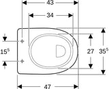 Geberit Renova Comfort Stand-WC Flachspüler erhöht, Abgang horizontal, weiß