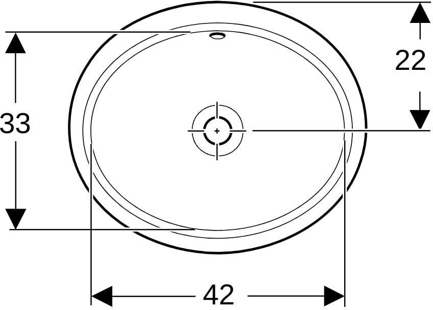 Geberit VariForm Unterbauwaschtisch oval 49,5 cm mit KeraTect und Überlauf