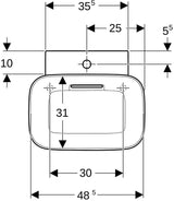 Geberit ONE Aufsatzwaschtisch 50x42,5 cm weiß KeraTect CleanDrain mit Hahnloch