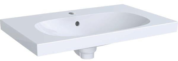 Geberit Acanto Waschtisch 75x48 cm mit Ablagefläche, Hahnloch und Überlauf in Weiß
