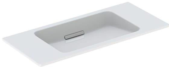 Geberit ONE Waschtisch 90x40 cm mit CleanDrain und KeraTect, weiß mit chrom gebürsteter Blende