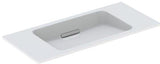 Geberit ONE Waschtisch 90x40 cm mit CleanDrain und KeraTect, weiß mit chrom gebürsteter Blende