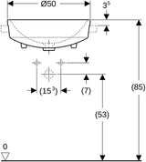 GEBERIT VariForm Halbeinbauwaschtisch rund 50 cm mit Hahnloch und Überlauf, KeraTect weiß