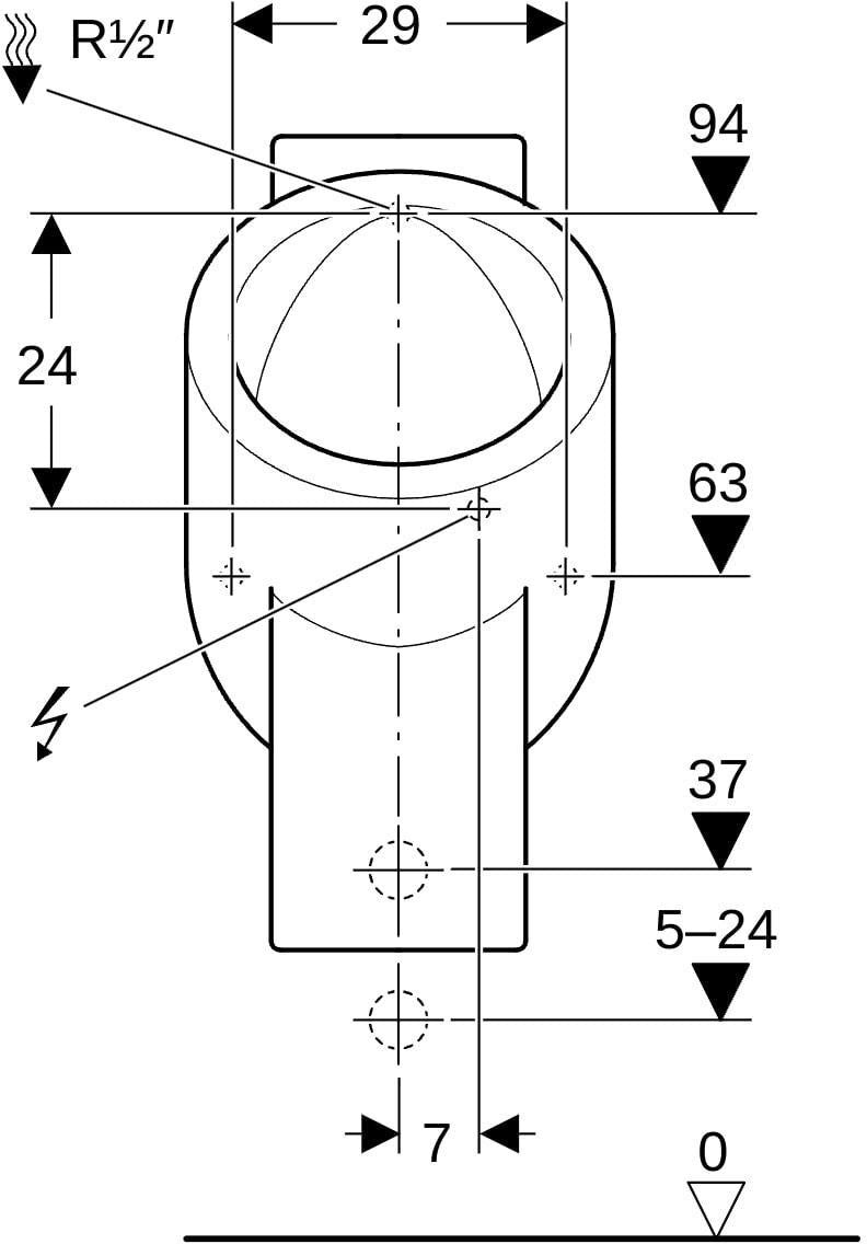GEBERIT Centaurus Urinal Hybridbetrieb spülrandlos weiß KeraTect 37,5 cm