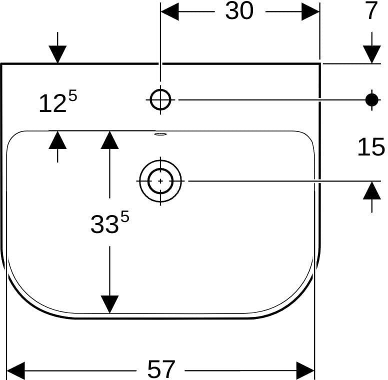 Geberit Smyle Waschtisch 55x48 cm mit Hahnloch und Überlauf in Weiß