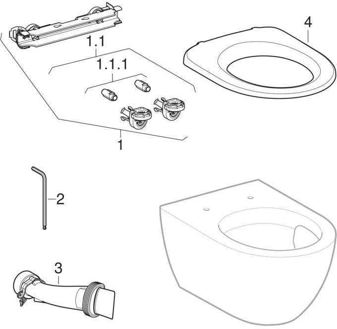 Geberit Acanto Wand-WC Set mit TurboFlush, KeraTect und WC-Sitzring, Tiefspüler, 53 cm