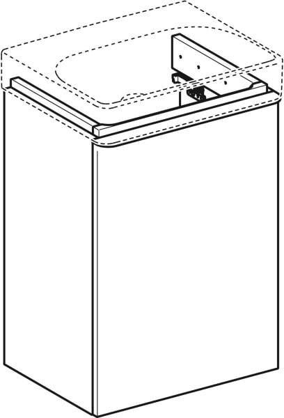 GEBERIT Smyle Unterschrank für Handwaschbecken, 44,2 cm, sandgrau hochglanz, mit 1 Tür rechts