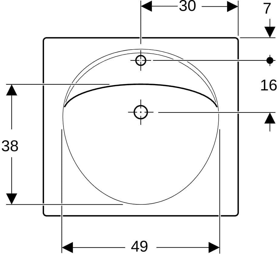 Geberit Preciosa Waschtisch 60 cm mit Ablagefläche, Hahnloch mittig, ohne Überlauf, weiß