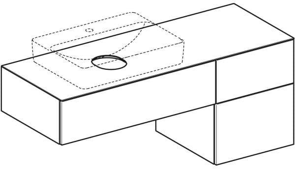 Geberit VariForm Unterschrank für Aufsatzwaschtisch, 135 cm, 3 Schubladen, weiß lackiert matt