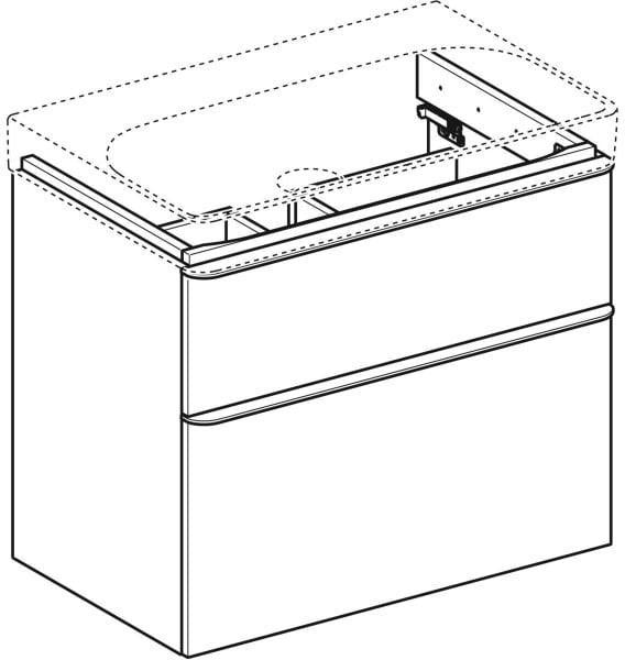 Geberit Smyle Unterschrank für Waschtisch eckig mit 2 Schubladen 118,4 cm sandgrau