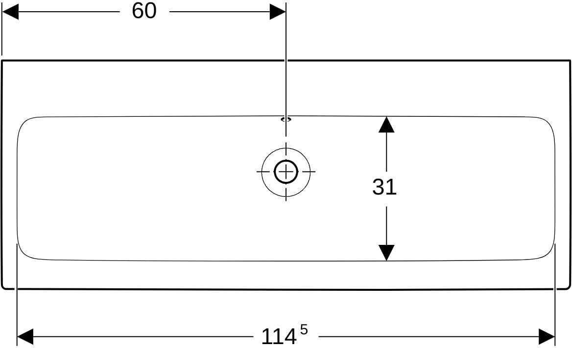 Geberit iCon Doppelwaschtisch 120 cm weiß, 2 Hahnlöcher, mit Überlauf, wandmontiert
