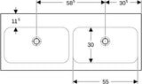 Geberit iCon Light Doppelwaschtisch 120x48 cm mit Hahnloch und Überlauf in Weiß