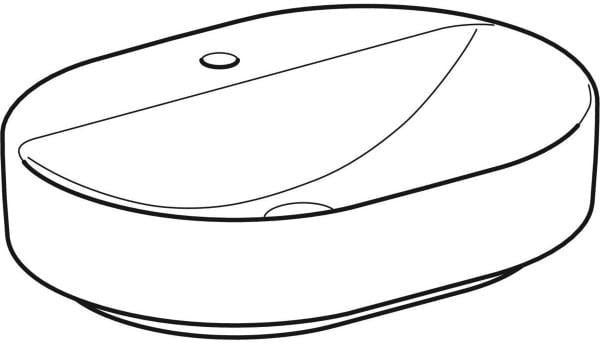 Geberit VariForm Aufsatzwaschtisch elliptisch 60x45 cm mit Hahnloch und KeraTect in Weiß