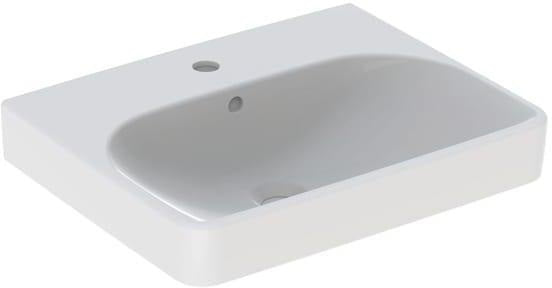 Geberit Smyle Waschtisch eckig 90x48 cm mit Hahnloch und Überlauf in Weiß