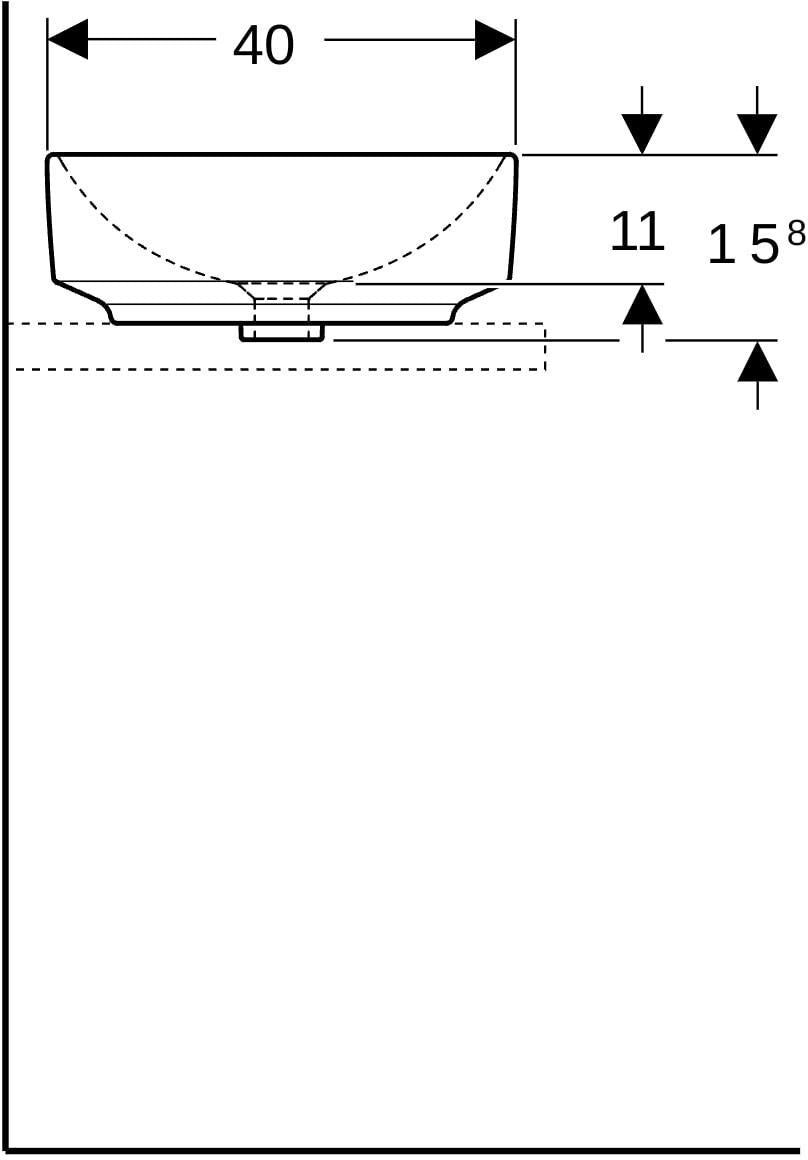 Geberit VariForm Aufsatzwaschtisch elliptisch 55x40 cm weiß KeraTect ohne Hahnloch