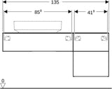 Geberit VariForm Unterschrank für Aufsatzwaschtisch, 135 cm, 3 Schubladen, weiß lackiert matt