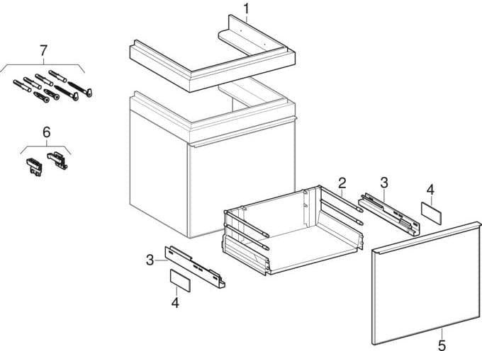 Geberit Citterio Unterschrank für Waschtisch, 73,4 cm, 1 Schublade, Eiche graubraun