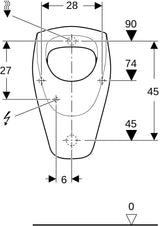 GEBERIT Renova Urinal wandhängend, Zulauf hinten, Abgang hinten, weiß KeraTect, 1 Liter Spülung