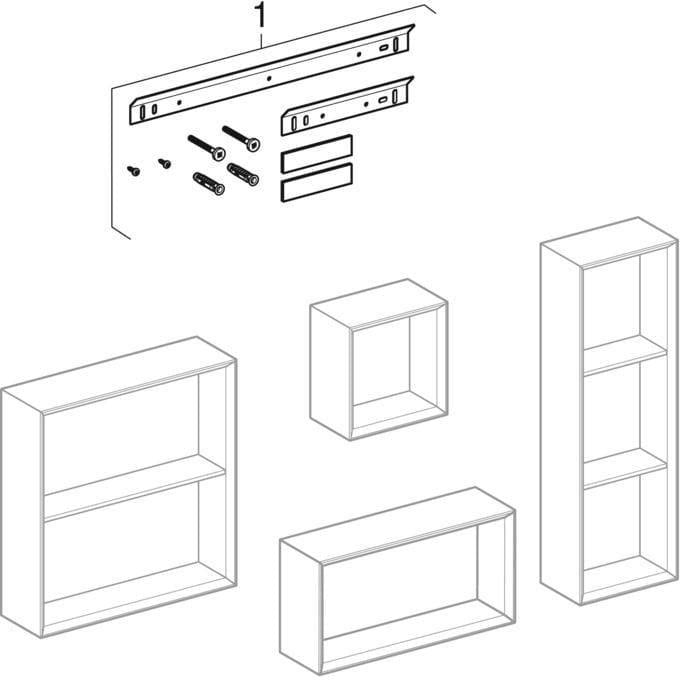Geberit Regal rechteckig 22,5x70x13,2cm, weiß hochglanz – Wandhängendes Badregal mit 2 Einlegeböden