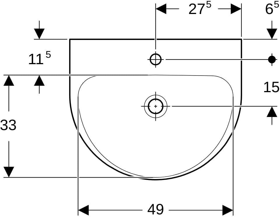 Geberit Renova Waschtisch 60x48 cm mit Hahnloch mittig, ohne Überlauf, weiß, KeraTect