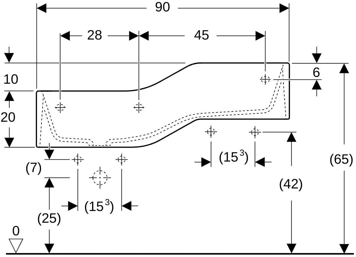 GEBERIT Bambini Spiel- und Waschlandschaft 90 cm – 2 Waschplätze, 2 Hahnlöcher, weiß