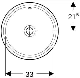Geberit VariForm Unterbauwaschtisch rund 39 cm weiß – mit Überlauf, ohne Hahnloch, Sanitärkeramik