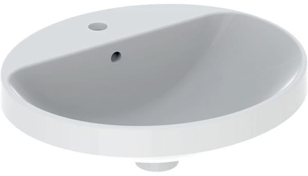 Geberit VariForm Einbauwaschtisch oval 50x45 cm mit Hahnlochbank und KeraTect Weiß