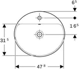 Geberit VariForm Einbauwaschtisch oval 50x45 cm mit Hahnlochbank und Überlauf, weiß