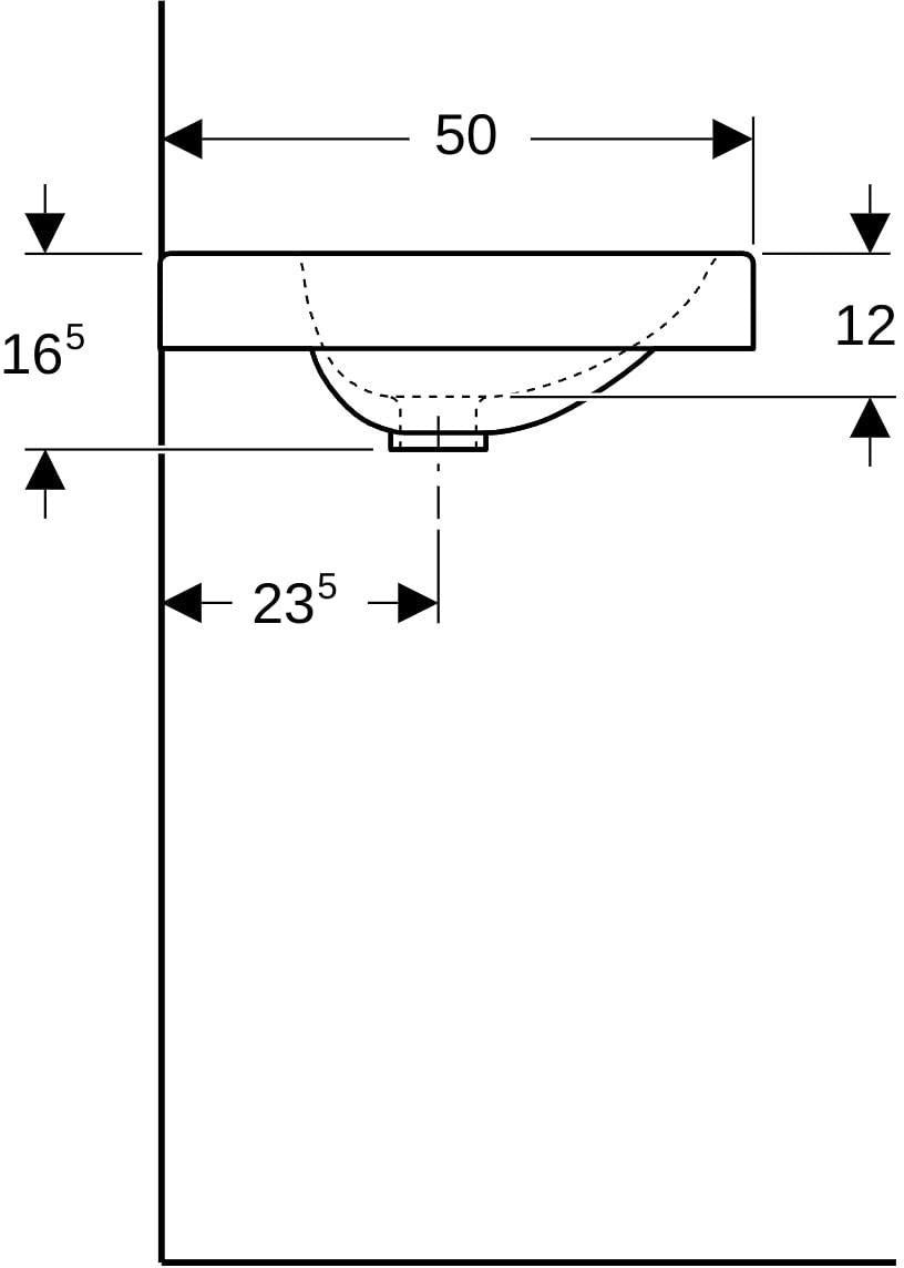 Geberit Preciosa II Waschtisch 90x50 cm mit Ablagefläche, Hahnloch & Überlauf, Weiß