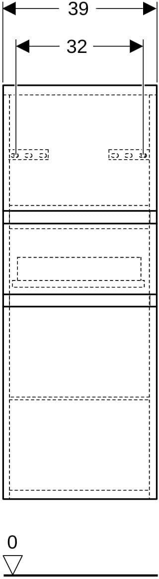 Geberit Renova Plan Mittelhochschrank 39 cm mit 2 Türen & Schublade – Nussbaum hickory hell