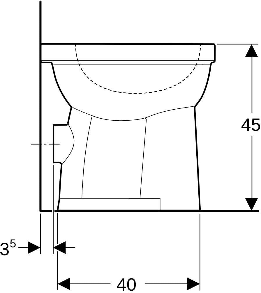 Geberit Renova Comfort Stand-WC Flachspüler erhöht barrierefrei Abgang horizontal weiß