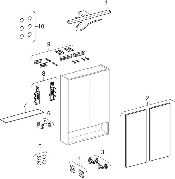 GEBERIT Renova Plan Spiegelschrank 2 Türen 58,8 cm weiß mit Soft-Close