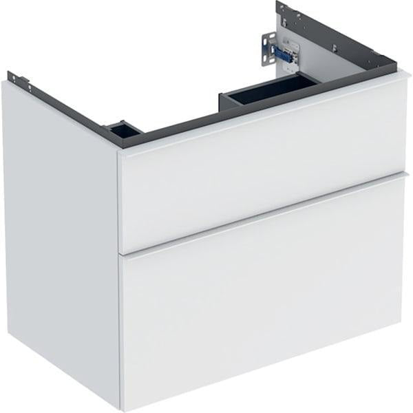 Geberit iCon Waschtischunterschrank 74 cm, 2 Schubladen, weiß hochglanz – wandhängend, mit Selbsteinzug