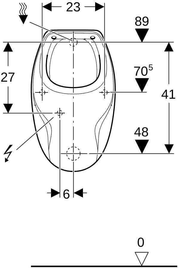 Geberit Corso Deckelurinal – Zulauf hinten, Abgang hinten, weiß, KeraTect