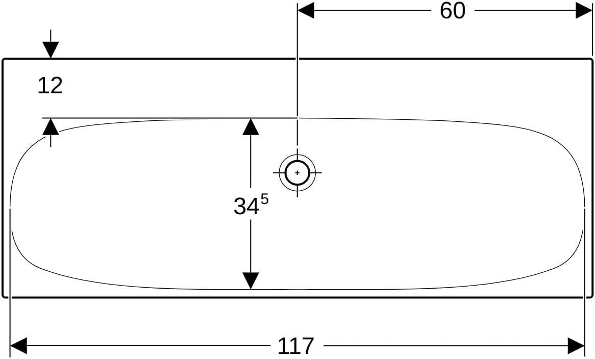 Geberit Acanto Doppelwaschtisch 120x48 cm – Weiß, wandmontiert, ohne Hahnloch & Überlauf