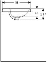 Geberit VariForm Einbauwaschtisch 55x45cm rechteckig mit Hahnlochbank in Weiß