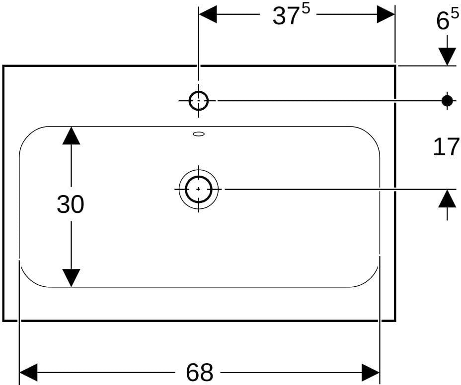 Geberit iCon Light Aufsatzwaschtisch 75x48 cm mit Hahnloch und Überlauf in Weiß