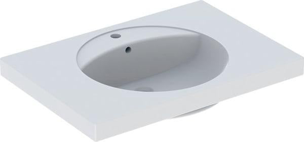 Geberit Preciosa Waschtisch 80x55 cm mit Ablagefläche, Hahnlochbank und KeraTect in Weiß