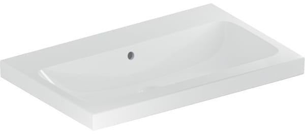 Geberit iCon Light Waschtisch 60x48cm ohne Hahnloch, mit Überlauf, weiß – Wandmontage