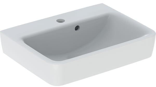 Geberit Renova Plan Aufsatz-Handwaschbecken 50x38 cm mit Hahnloch & Überlauf, weiß