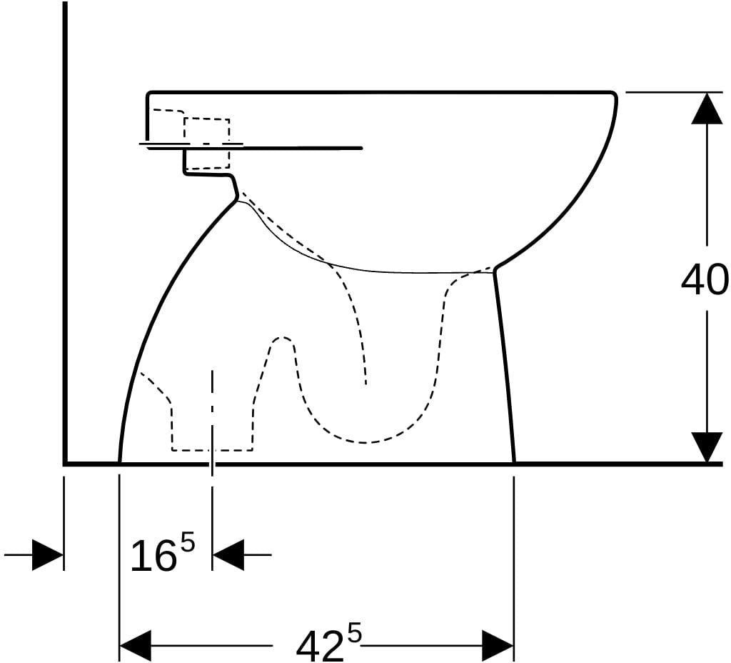 Geberit Renova Stand-WC Tiefspüler, Abgang vertikal, teilgeschlossen, 53,5 cm, weiß