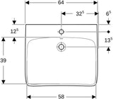 Geberit Renova Comfort Waschtisch barrierefrei 65x55 cm mit Hahnloch und Überlauf weiß