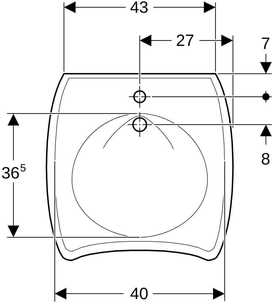 GEBERIT Vitalis WT barrierefreier Waschtisch 55x55 cm mit Hahnloch, ohne Überlauf, weiß