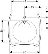 GEBERIT Vitalis WT barrierefreier Waschtisch 55x55 cm mit Hahnloch, ohne Überlauf, weiß