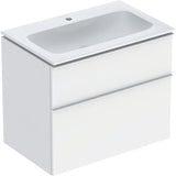 Geberit iCon Waschtischset 75 cm mit Unterschrank, 2 Schubladen, weiß hochglanz, Griff weiß matt
