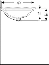 Geberit VariForm Unterbau-Waschtisch elliptisch 62,5 cm weiß KeraTect ohne Hahnloch