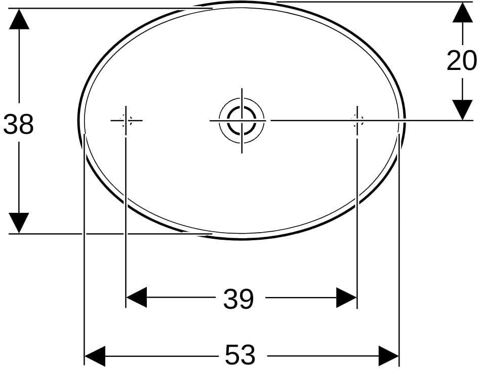 Geberit VariForm Aufsatzwaschtisch oval 55x40 cm, ohne Hahnloch, weiß KeraTect